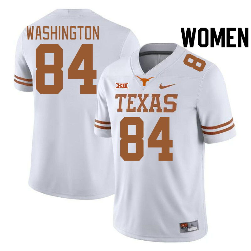 Women #84 Jordan Washington Texas Longhorns College Football Jerseys Stitched-White